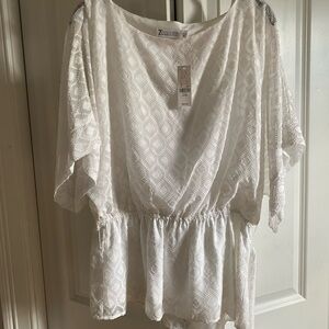 New York & Company White Lace Blouse